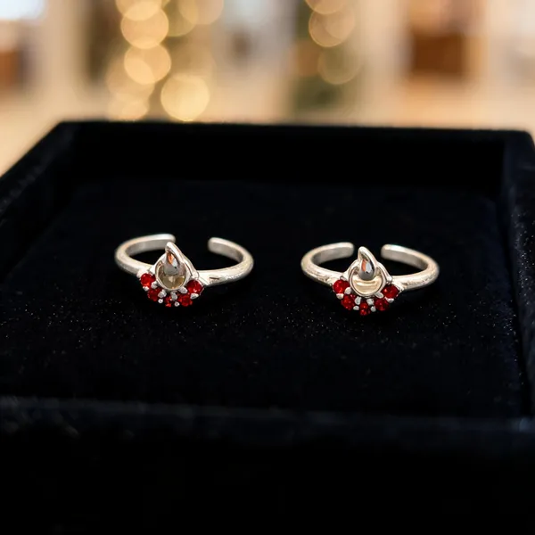 Silver_&_Red_925_Silver_Adjustable_Stone_Toe_Ring_For_Women