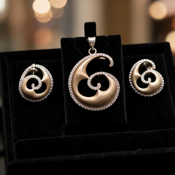 Gold_925_Silver_Rhinestone_Pendant_&_Earrings_Set_For_Women