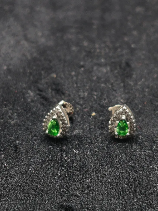 Green_925_Silver_Teardrop_Stud_Earrings_For_Women