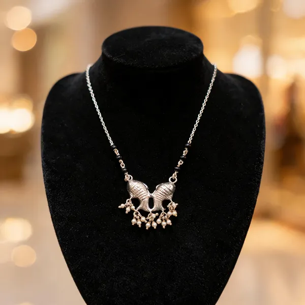 Silver_Black_925_Sterling_Silver_Fish_Pendant_Necklace_For_Women