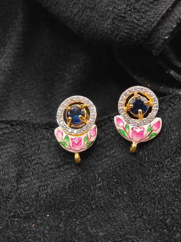 Gold_&_Pink_925_Silver_Enamel_Floral_Jewellery_Set_For_Women