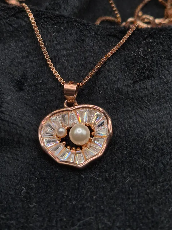 Rose_Gold_925_Silver_Pearl_&_Stone_Pendant_&_Earrings_Set_For_Women