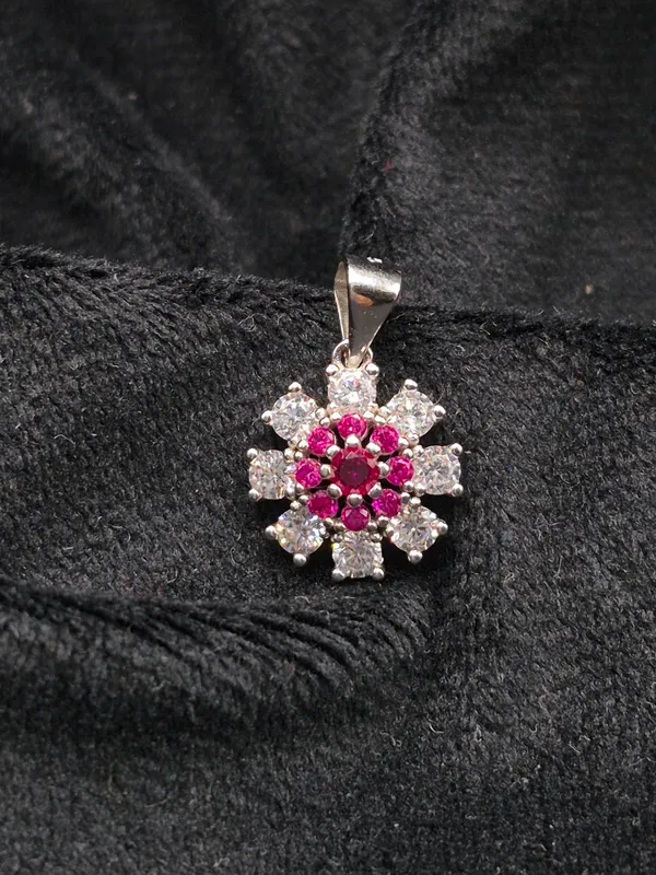 Pink_925_Silver_Stone_Floral_Pendant_For_Women
