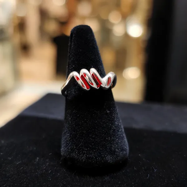 Silver_&_Red_925_Sterling_Textured_Toe_Ring_For_Women