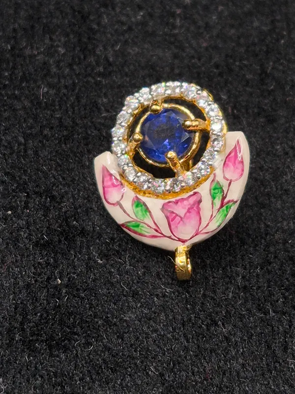 Gold_&_Pink_925_Silver_Enamel_Floral_Jewellery_Set_For_Women