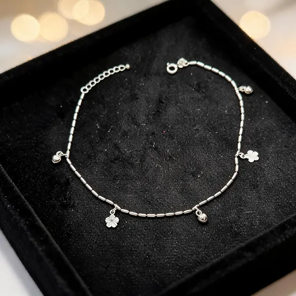 Silver_925_Sterling_Floral_Charm_Anklet_For_Women