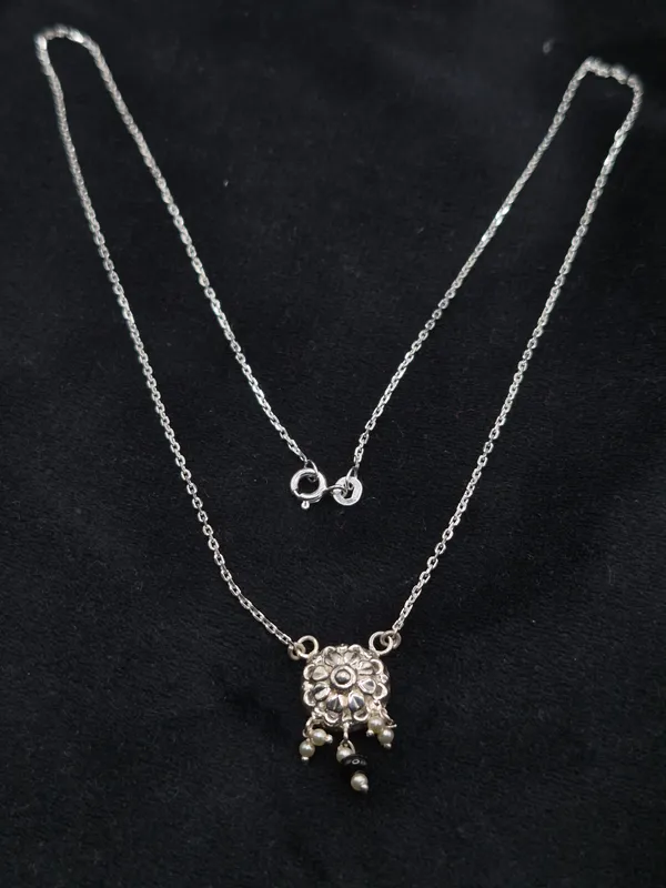 Silver_925_Sterling_Silver_Floral_Pendant_Necklace_For_Women
