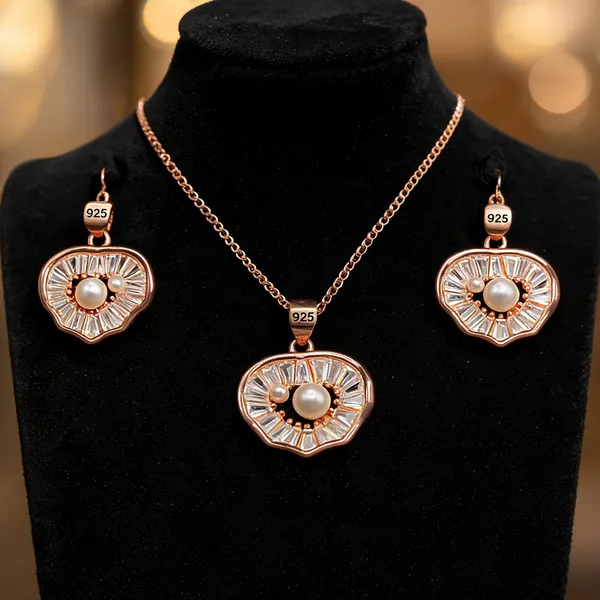 Rose_Gold_925_Silver_Pearl_&_Stone_Pendant_&_Earrings_Set_For_Women