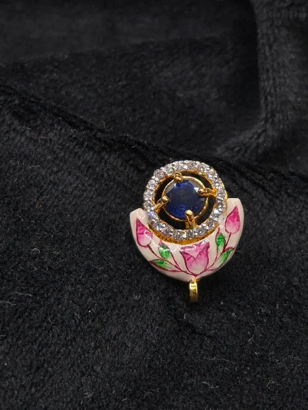 Gold_&_Pink_925_Silver_Enamel_Floral_Jewellery_Set_For_Women