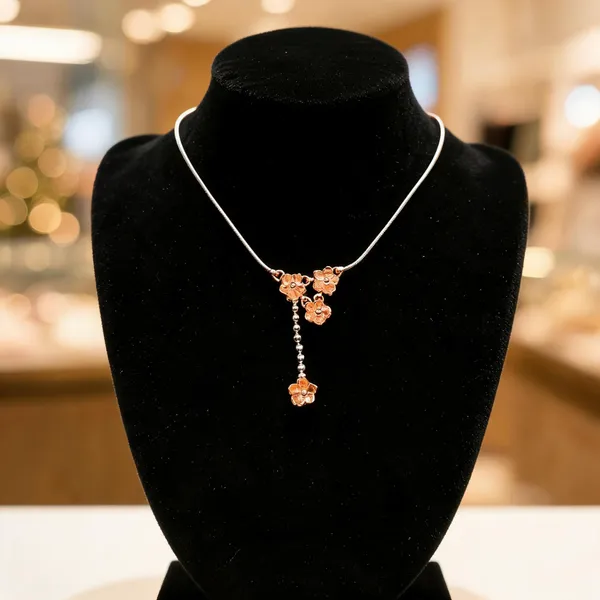 Silver_&_Rose_Gold_925_Silver_Floral_Necklace_For_Women