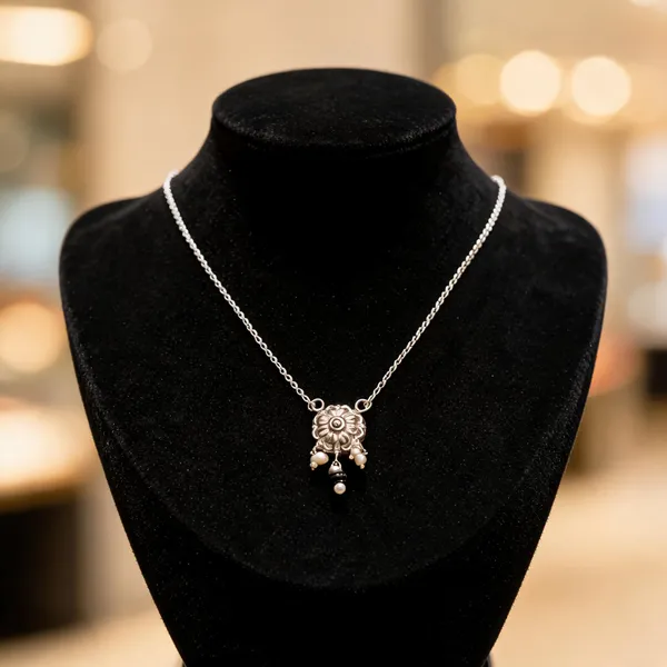 Silver_925_Sterling_Silver_Floral_Pendant_Necklace_For_Women