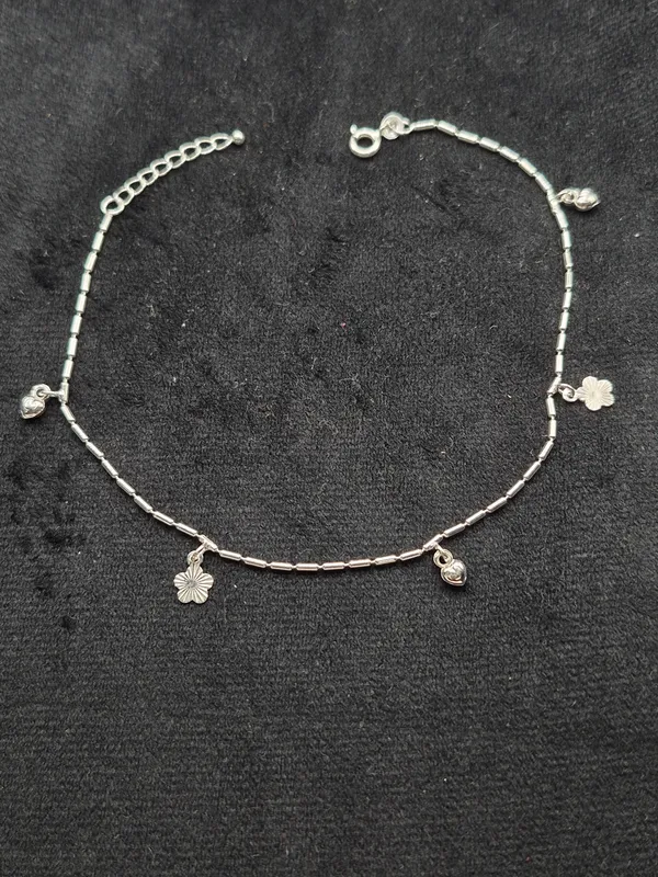 Silver_925_Sterling_Floral_Charm_Anklet_For_Women
