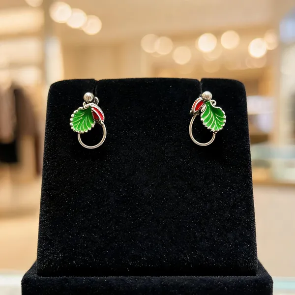 Green_925_Sterling_Silver_Enamel_Leaf_Hoop_Earrings_For_Women
