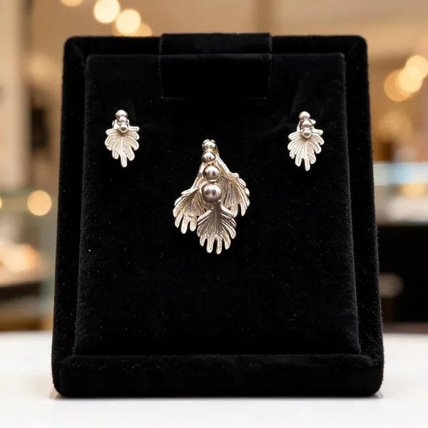 Silver_925_Silver_Leaf_Motif_Pendant_Set_For_Women