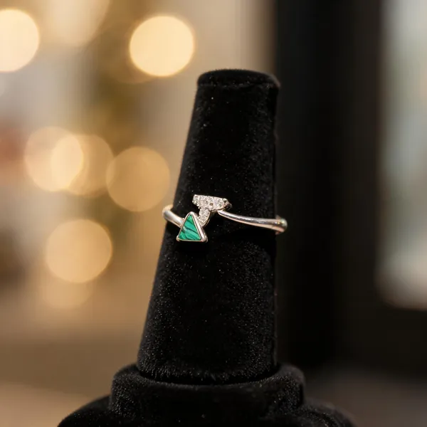 Silver_&_Green_925_Sterling_Geometric_Adjustable_Ring_For_Women