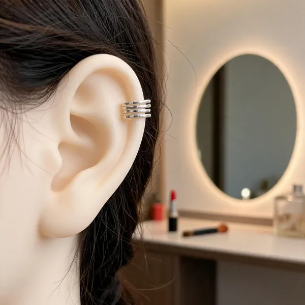 Silver_&_Red_925_Silver_Layered_Ear_Cuff_For_Women