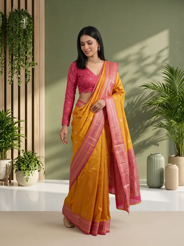Orange_And_Pink_Woven_Ethnic_Saree_for_Women