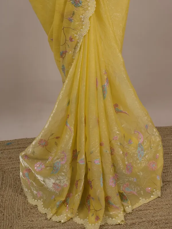 Yellow_Floral_Embroidered_Saree_For_Women