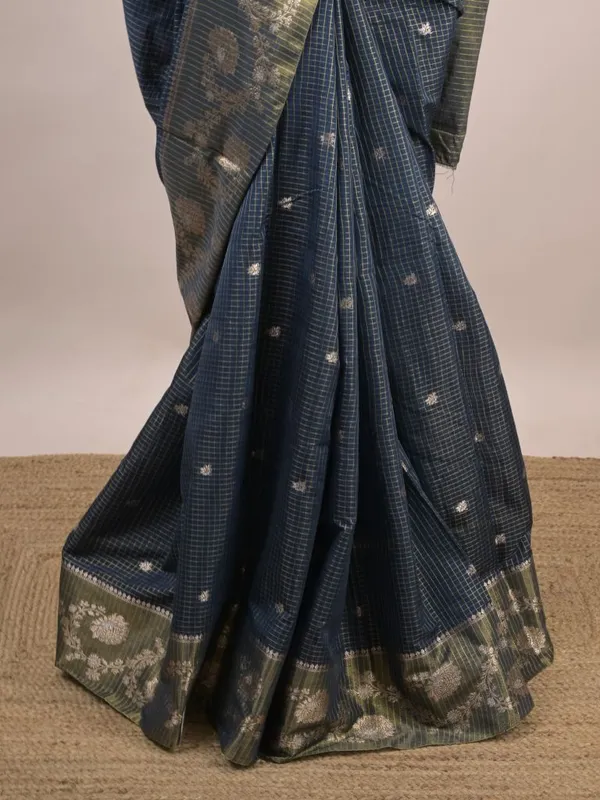 Navy_Blue_Sheer_Woven_Saree_For_Women
