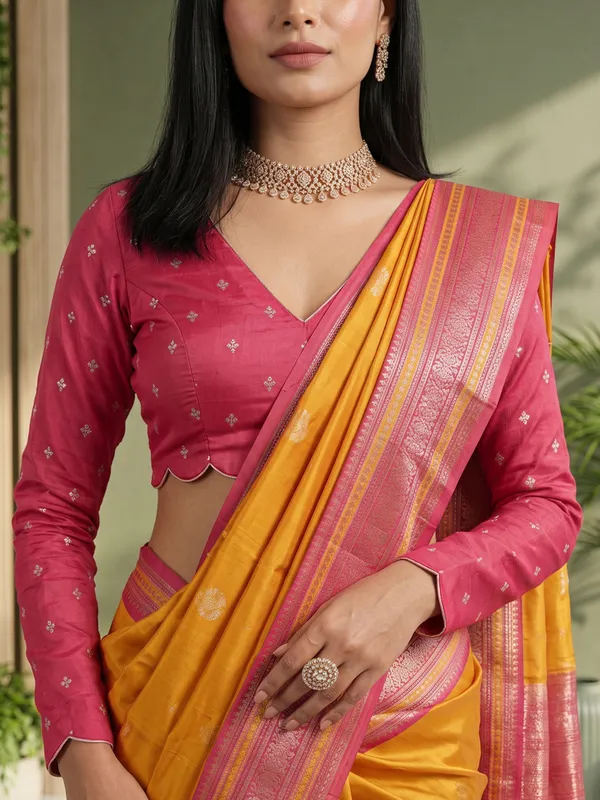 Orange_And_Pink_Woven_Ethnic_Saree_for_Women