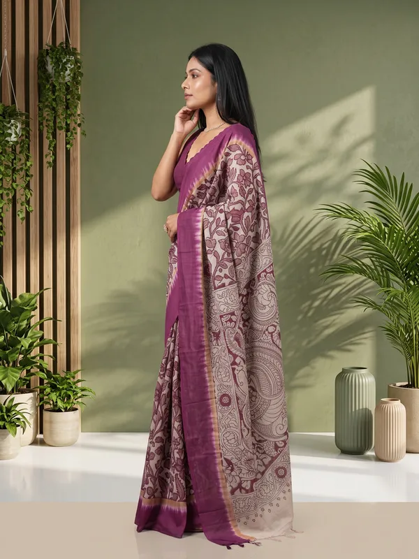 Cream_And_Pink_Cotton_Floral_Print_Saree_for_Women