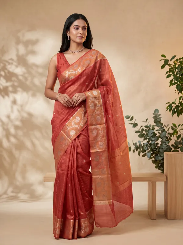 Rust_Woven_Saree_for_Women