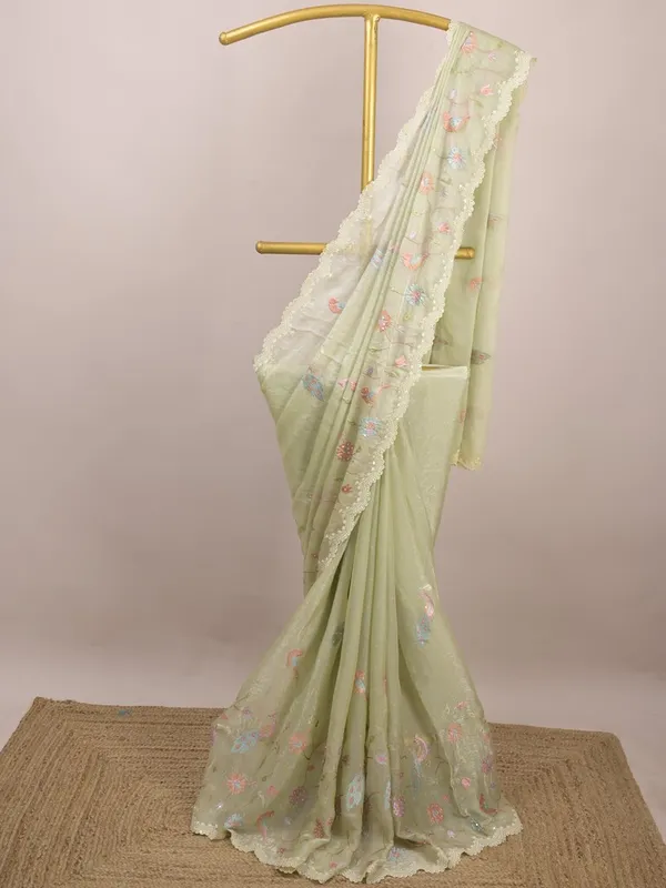 Sage_Green_Embroidered_Saree_for_Women