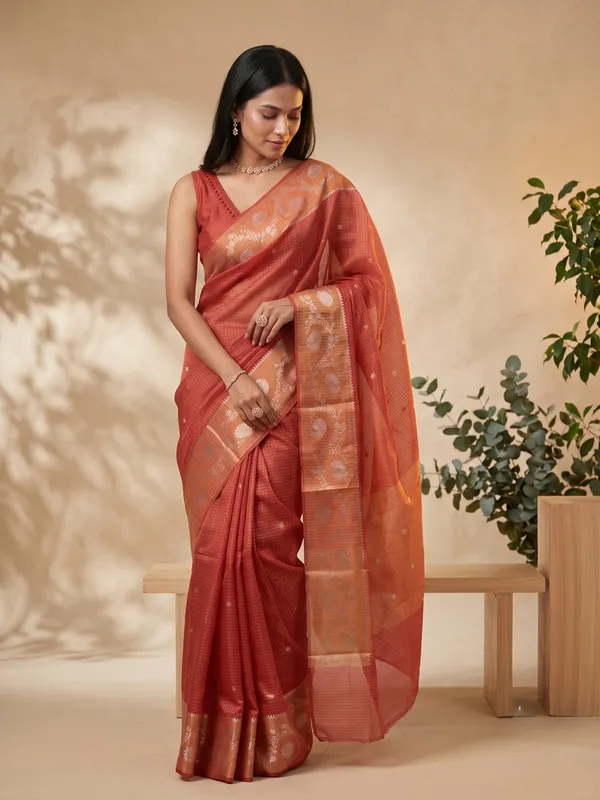 Rust_Woven_Saree_for_Women