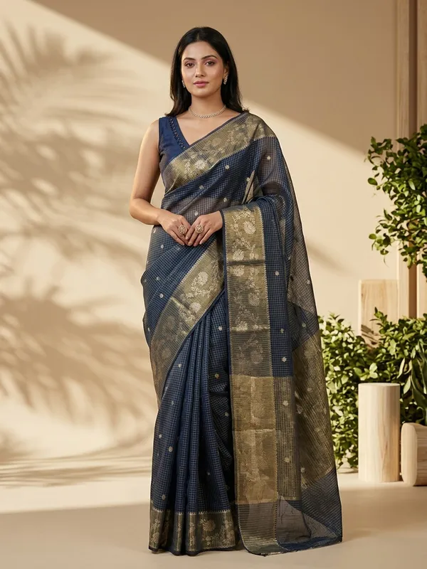 Navy_Blue_Sheer_Woven_Saree_For_Women