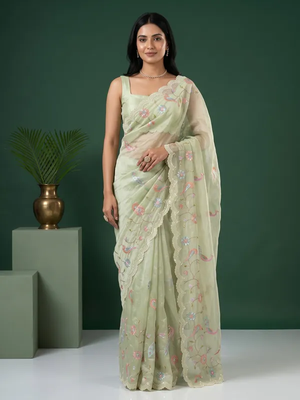 Sage_Green_Embroidered_Saree_for_Women