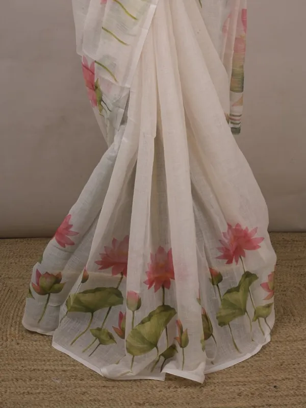 White_Sheer_Floral_Print_Saree_for_Women