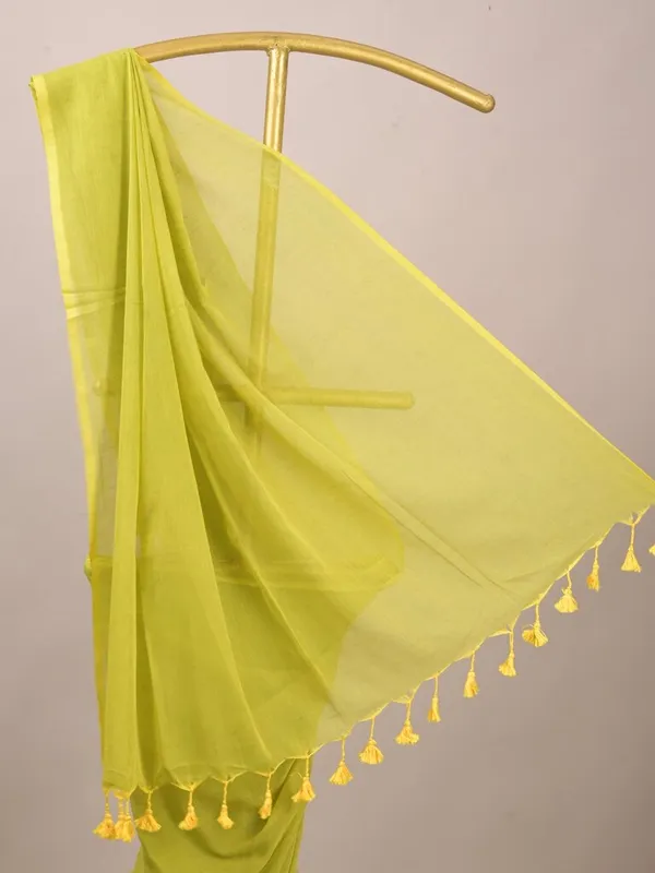 Lime_Green_Solid_Saree_For_Women