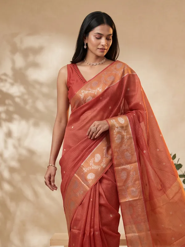 Rust_Woven_Saree_for_Women