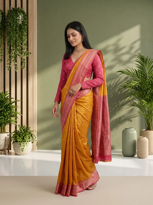 Orange_And_Pink_Woven_Ethnic_Saree_for_Women