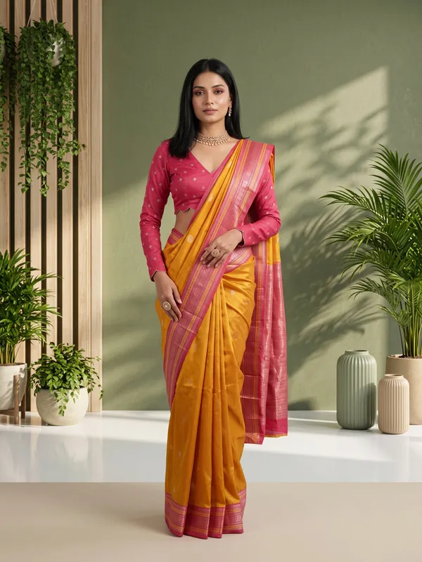 Orange_And_Pink_Woven_Ethnic_Saree_for_Women