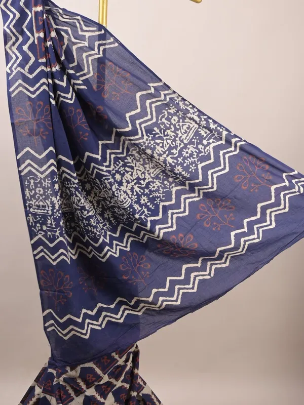 Navy_Blue_Printed_Saree_For_Women