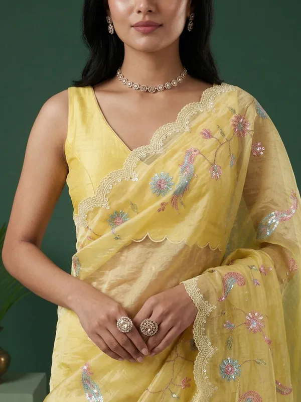 Yellow_Floral_Embroidered_Saree_For_Women