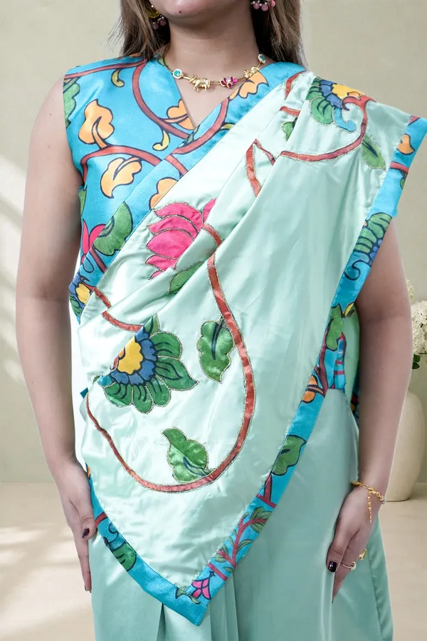 Pastel_Bloom_Pre_Stitched_Saree_Skirt_Sleeveless_Blouse_Co_Ord