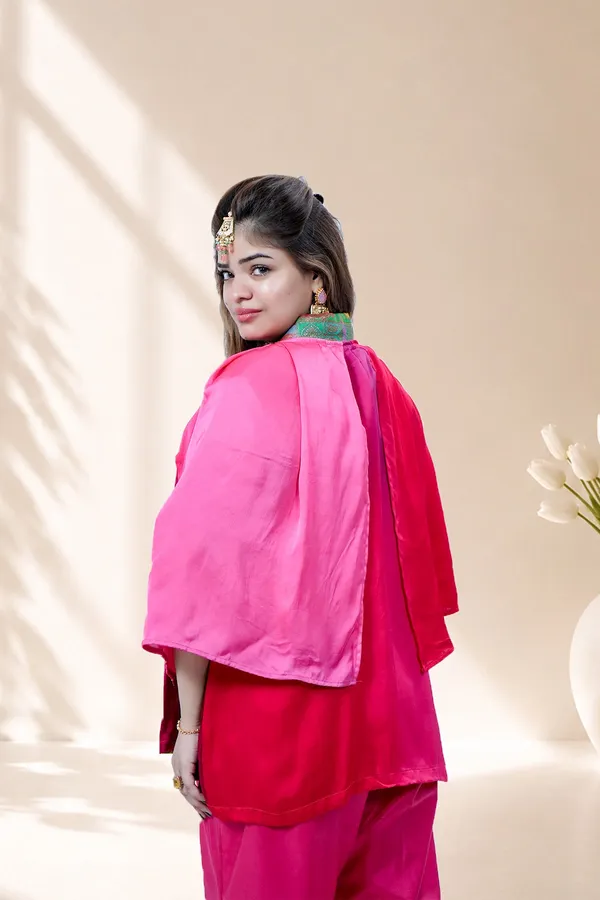 Fuchsia_Pink_3_Piece_Festive_Co_Ord_Set_With_Embroidered_Cape