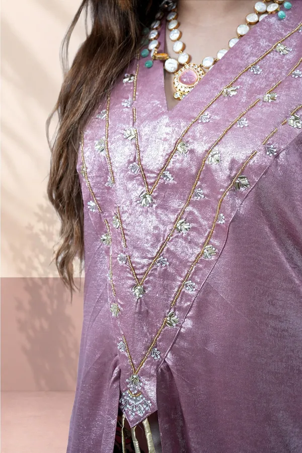 Pastel_Lavender_2_Piece_Kaftan_Set_With_Printed_Pants