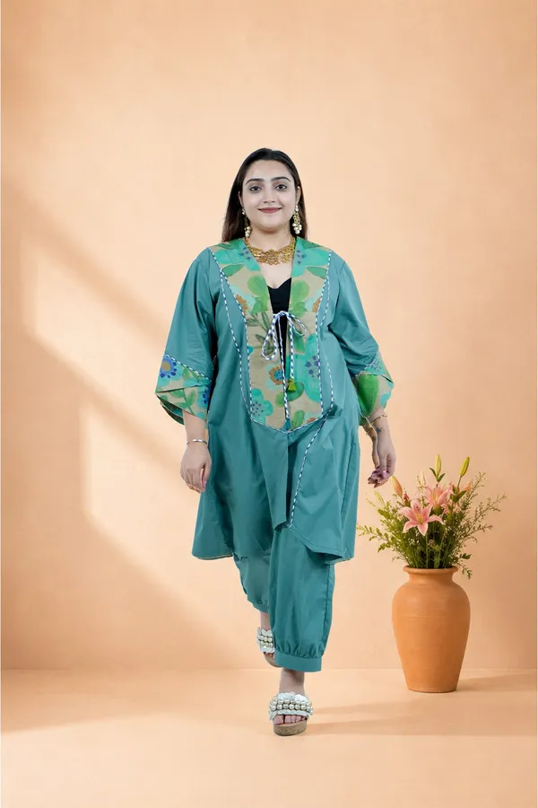Teal_Embroidered_Cape_Set
