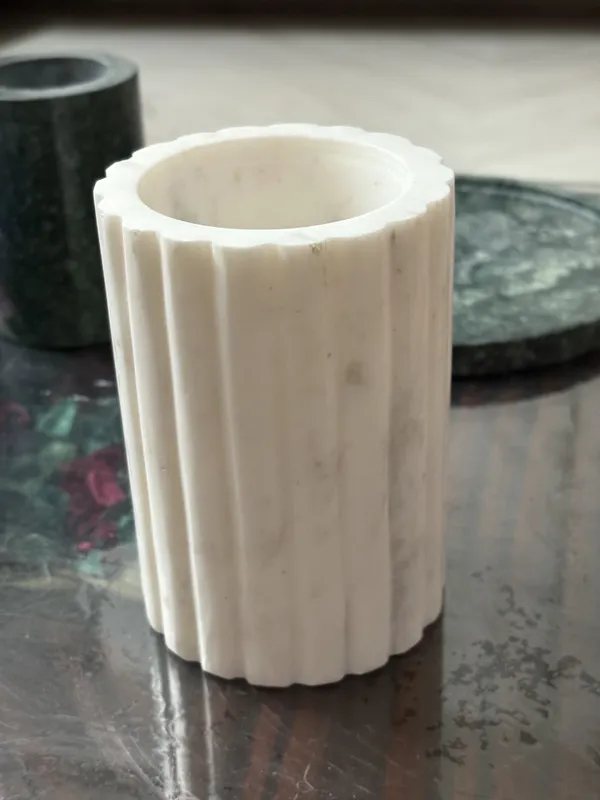 White_Marble_Fluted_Decorative_Vase