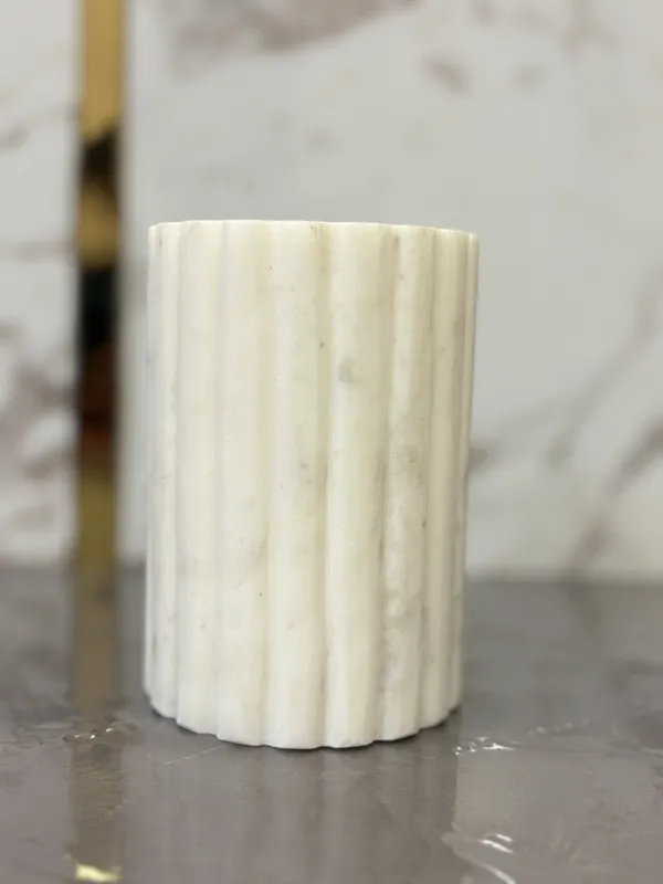 White_Marble_Fluted_Decorative_Vase