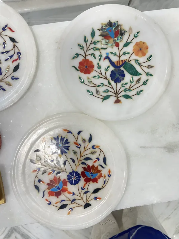 Marble_Floral_Inlay_Decorative_Plates_Set