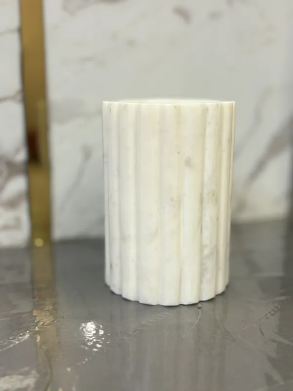 White_Marble_Fluted_Decorative_Vase
