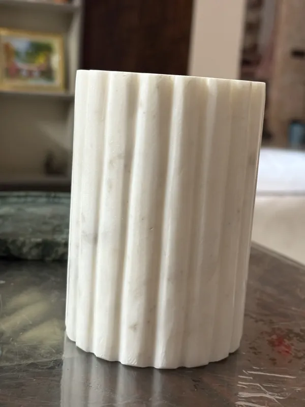 White_Marble_Fluted_Decorative_Vase