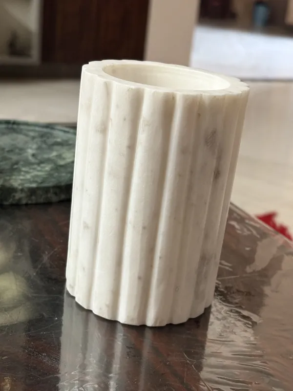 White_Marble_Fluted_Decorative_Vase