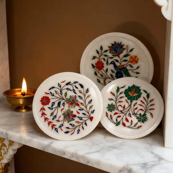 Marble_Floral_Inlay_Decorative_Plates_Set