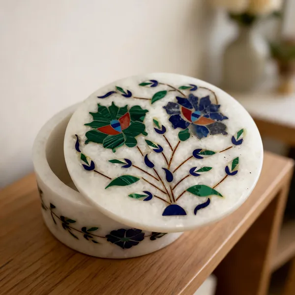Marble_Floral_Inlay_Round_Decorative_Box