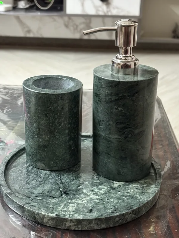 Marble_Finish_Bathroom_Soap_Dispenser_And_Toothbrush_Holder_Set